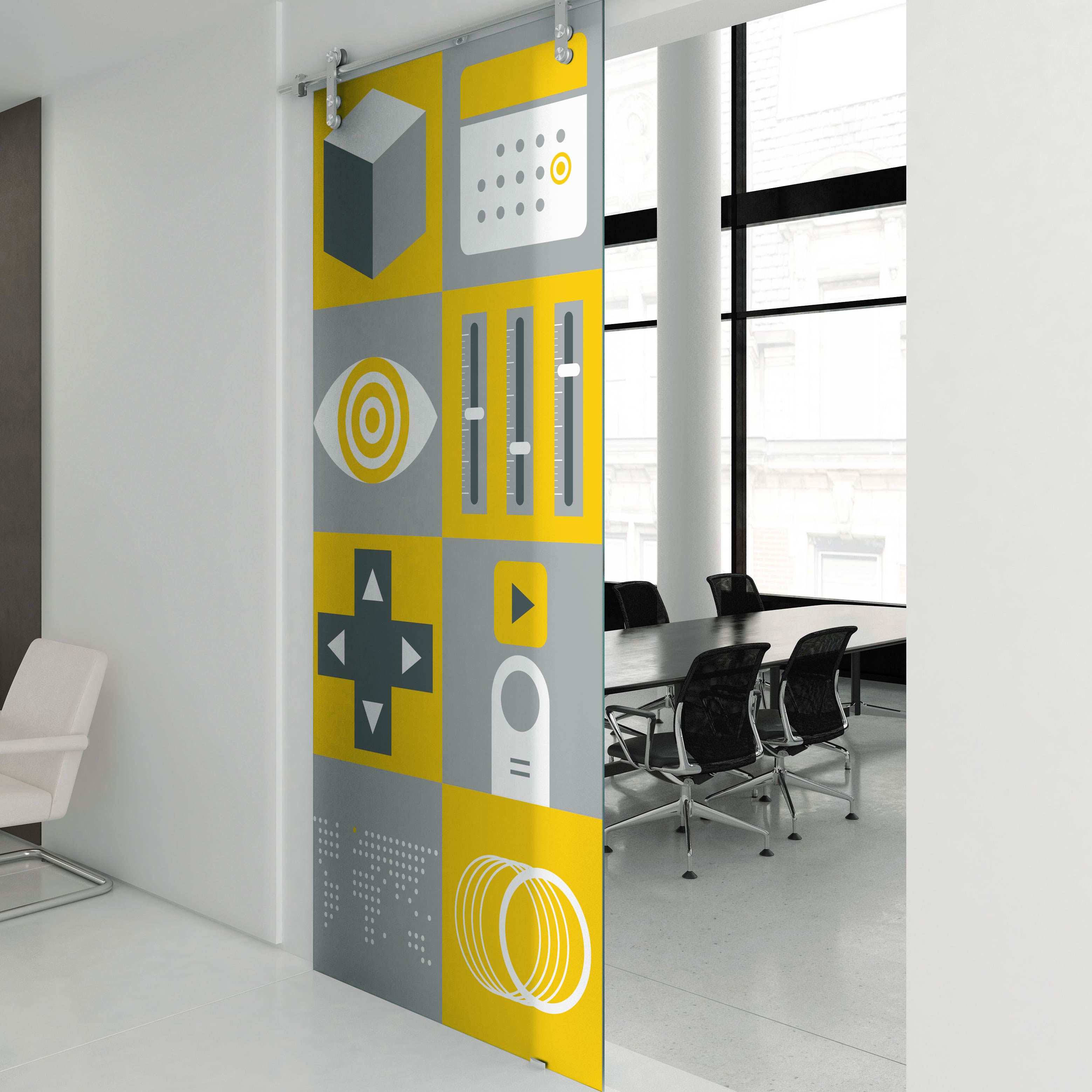 Interference Pattern animation studio internal environmental graphics designed by Monumentum Brands